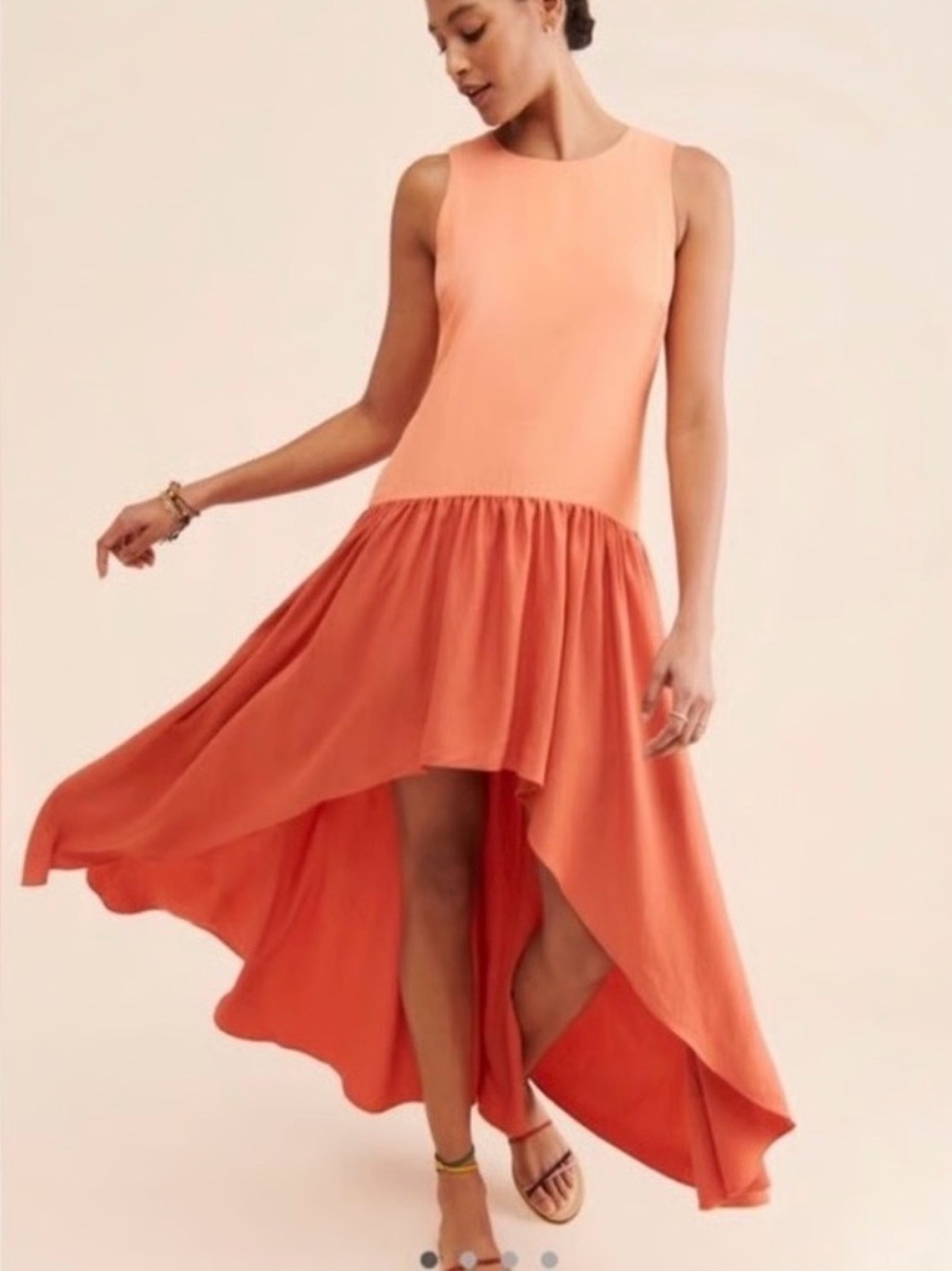 Hutch Two-Tone Orange High-Low dress. XL. NWOT.